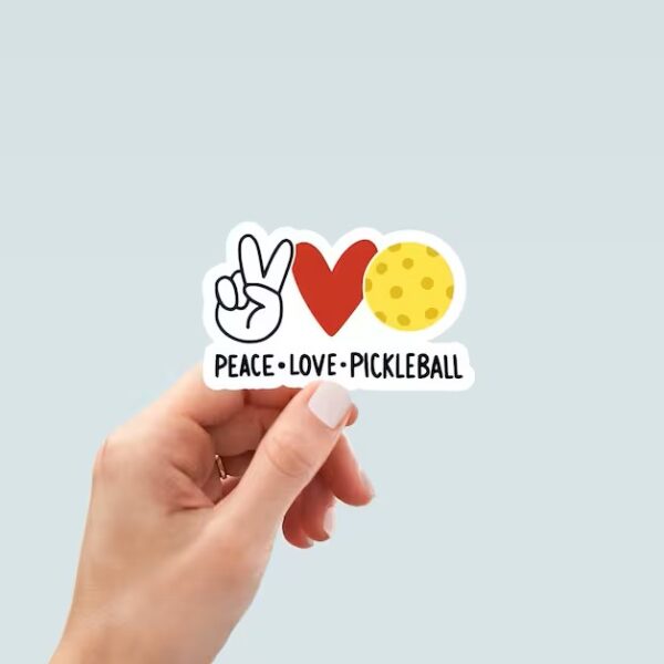 Peace Love Pickleball Cute Retro Sticker